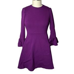Kate Spade New York Purple Ruffle Sleeve Ponte Fit & Flare Mini Dress Size XS